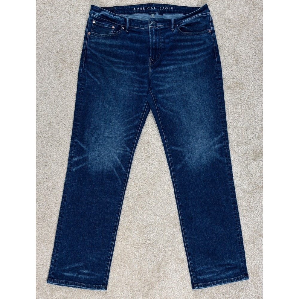 American Eagle Original Straight Jeans Men 36X32 Blue Medium Wash Airflex+ Denim